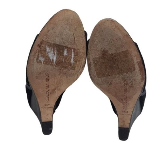 Rebecca Minkoff Sonny Wedge Leather Cut Out Open Toe Booties 8.5M - Picture 9 of 10